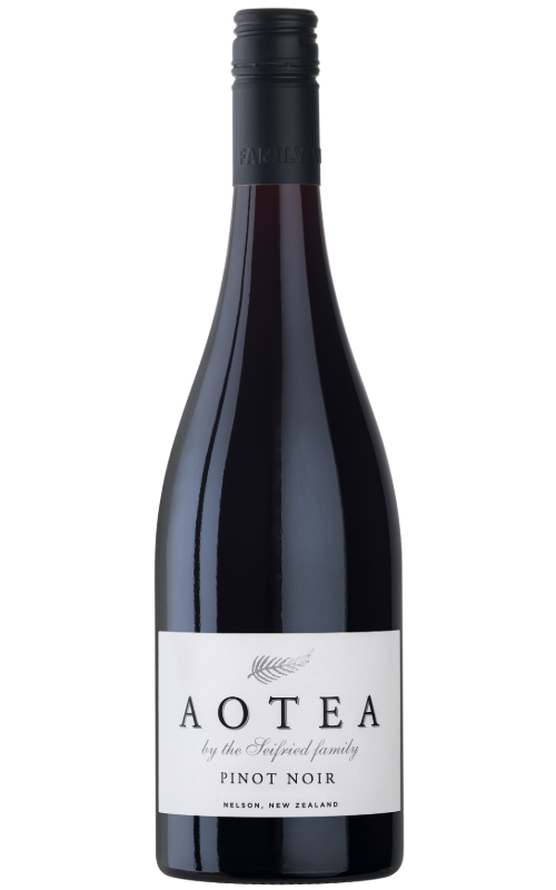 Bottle of Aotea by Seifried Nelson Pinot Noir on a transparent background