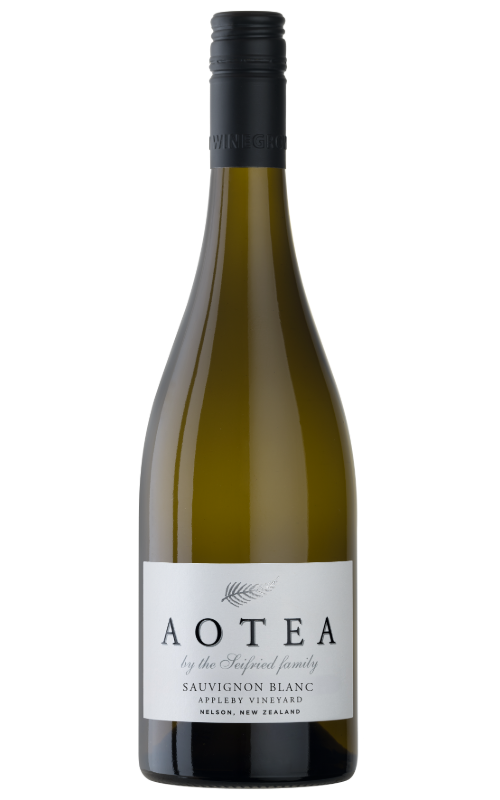 Bottle of Aotea by Seifried Nelson Sauvignon Blanc from Appleby Vineyard on a transparent background