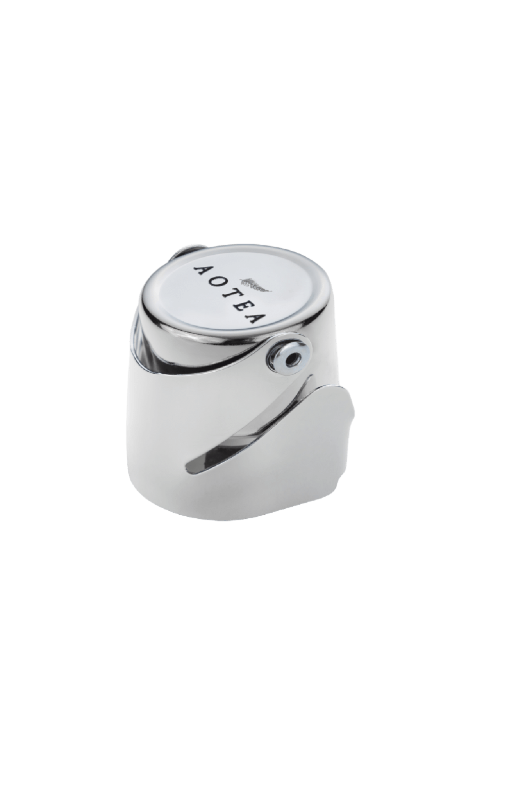 Chrome Aotea bubbly bottle stopper on a transparent background