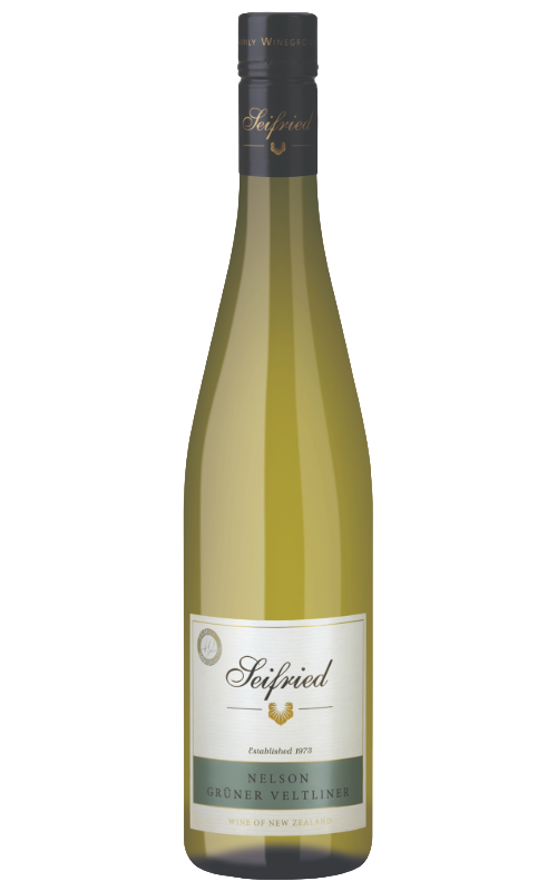Bottle of Seifried Nelson Grüner Veltliner Cellar Release on a transparent background