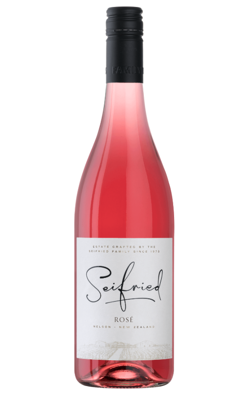 Bottle of Seifried Rosé wine on a transparent background