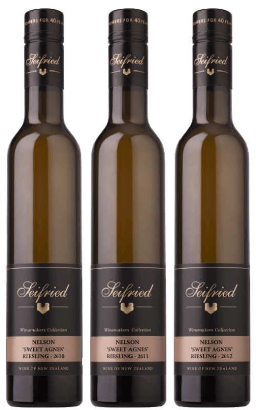 Seifried Winemakers Collection Sweet Agnes Riesling Trophy Trio 2010, 2011, 2012 dessert wine on a transparent background