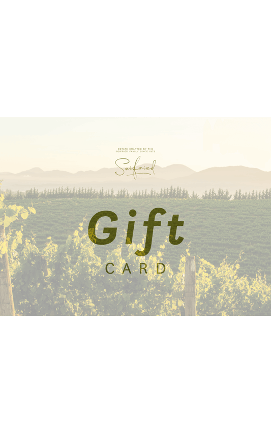 Vineyard landscape Gift Card featuring gold text 