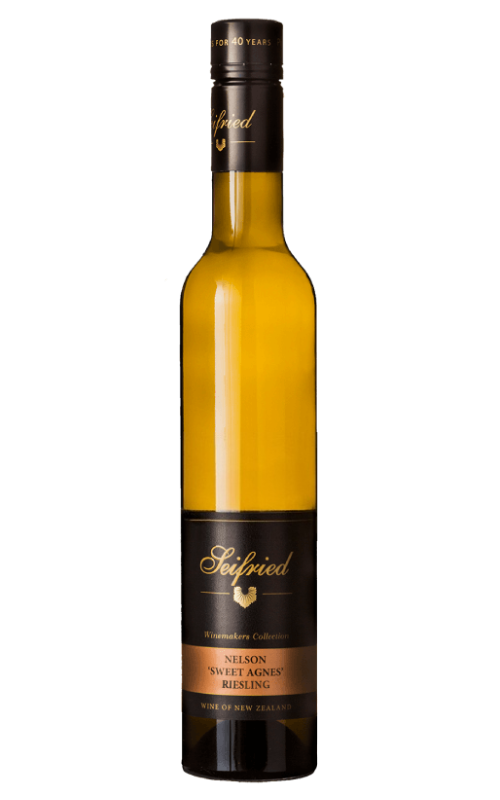 Bottle of Seifried Winemakers Collection Sweet Agnes Riesling dessert wine on a transparent background