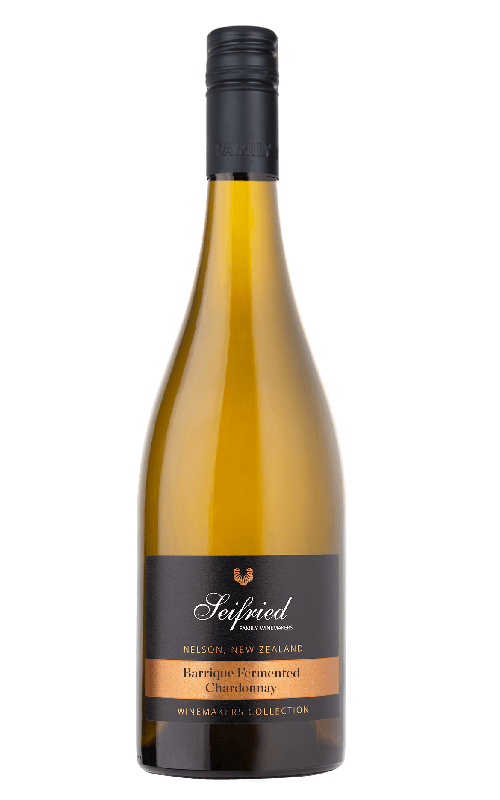 Bottle of Seifried Winemakers Collection Nelson Barrique Fermented Chardonnay wine on a transparent background